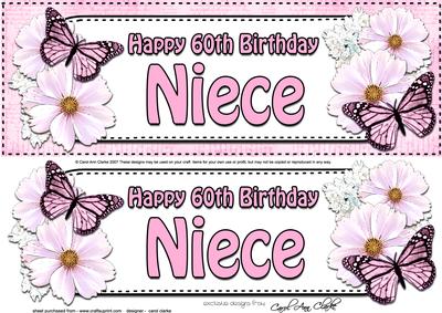 Large Dl 60th Birthday Niece Floral Butterflies 3D Decoupage