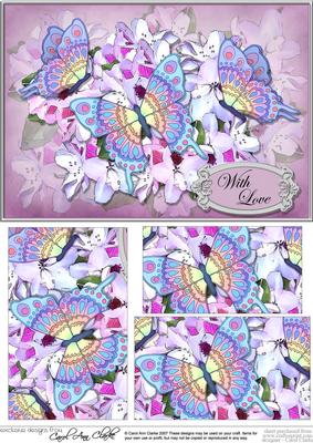 A5 with Love Flowers & Butterfly Pyramage Topper