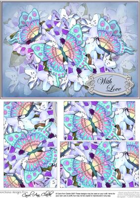 A5 with Love Flowers & Butterfly Pyramage Topper