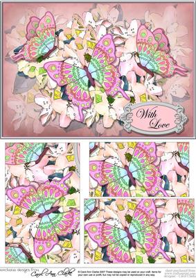 A5 with Love Flowers & Butterfly Pyramage Topper