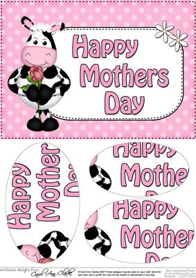 A5 Milly Moo Cow Mothers Day Dots Oval Pyramage