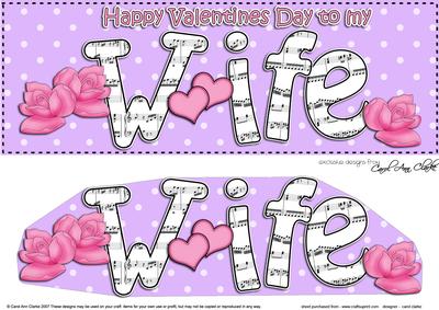 Lge Dl Valentine Wife Hearts & Roses 3D Decoupage