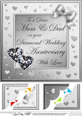8 x 8 Mum and Dad Diamond Wedding Anniversary Topper