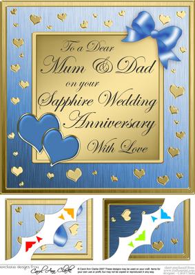 8 x 8 Mum and Dad Sapphire Wedding Anniversary Topper
