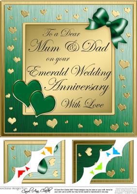8 x 8 Mum and Dad Emerald Wedding Anniversary Topper