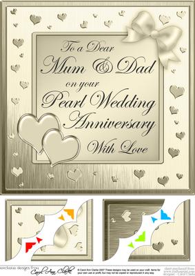 8 x 8 Mum and Dad Pearl Wedding Anniversary Topper