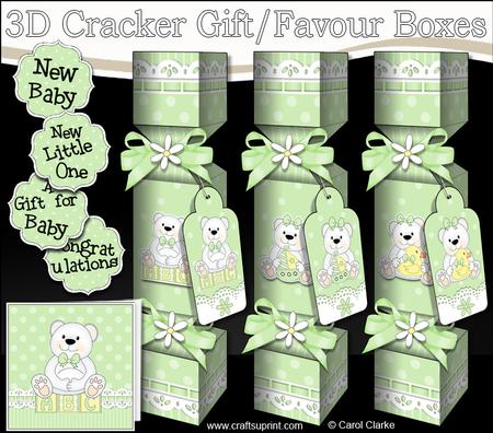 3D New Baby Cracker Gift Favour Boxes
