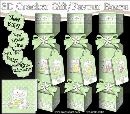 3D New Baby Cracker Gift Favour Boxes