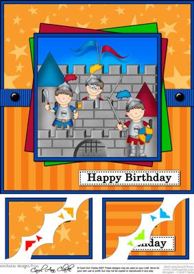 8 x 8 Boriz the Knight Birthday Scalloped Corner Topper