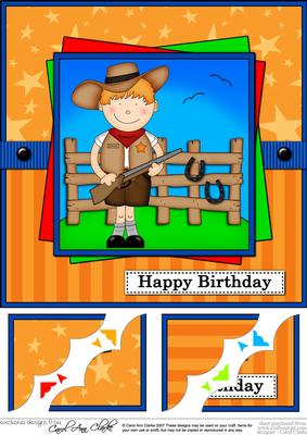 8 x 8 Zeb Cowboy Birthday Scalloped Corner Topper