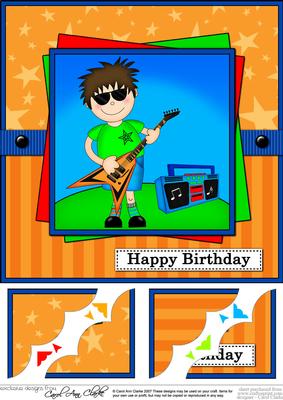 8 x 8 Jaz Rock Star Birthday Scalloped Corner Topper