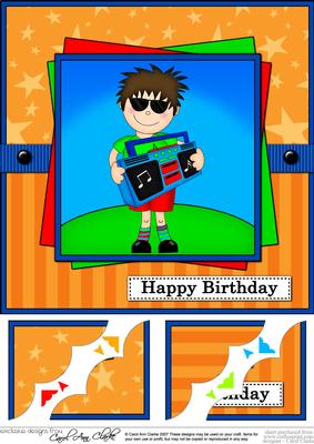 8 x 8 Jaz's Boom Box Birthday Scalloped Corner Topper