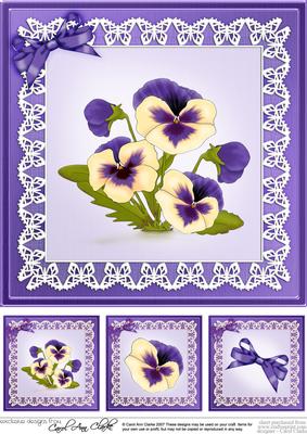 8 x 8 Pansy on Butterfly Lace Quick Card Topper