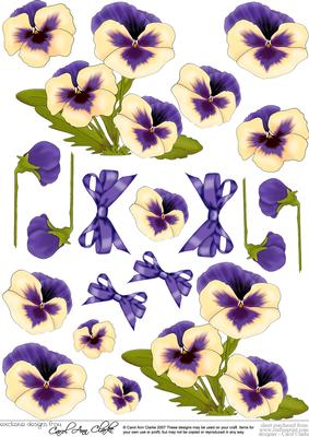 Pansy on Butterfly Lace Matching 3D Decoupage Sheet