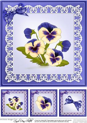 8 x 8 Pansy on Butterfly Lace Quick Card Topper