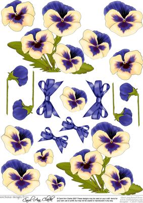 Pansy on Butterfly Lace Matching 3D Decoupage Sheet