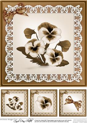 8 x 8 Pansy on Butterfly Lace Quick Card Topper