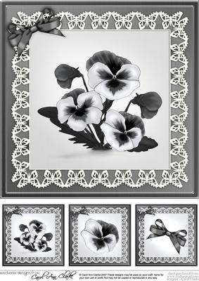 8 x 8 Pansy on Butterfly Lace Quick Card Topper