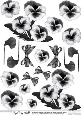 Pansy on Butterfly Lace Matching 3D Decoupage Sheet