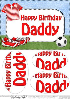 A5 Birthday Daddy Football Oval Pyramage Topper