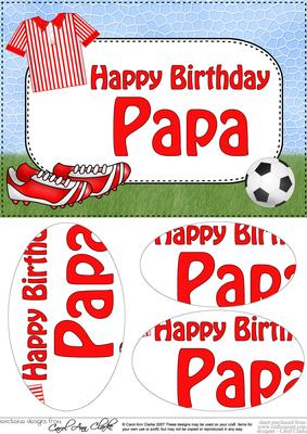 A5 Birthday Papa Football Oval Pyramage Topper