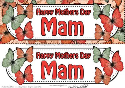 Large Dl Mothers Day Mam Butterflies 3D Decoupage