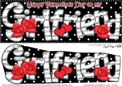 Lge Dl Valentine Girlfriend Hearts & Roses 3D Decoupage