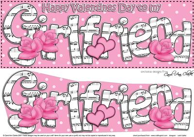 Lge Dl Valentine Girlfriend Hearts & Roses 3D Decoupage
