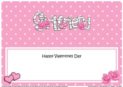 Lge Dl Valentine Girlfriend Hearts & Roses Insert