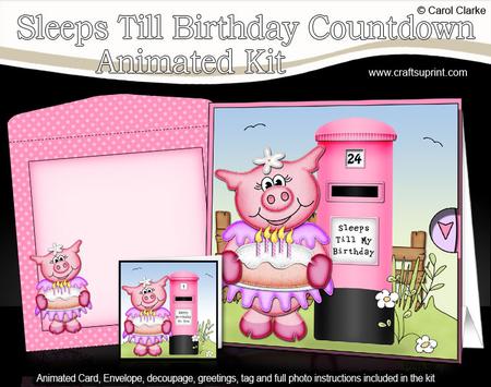 3D Zoe Piggy Sleeps Till Birthday Countdown Moveable