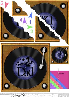 Number 1 Dad Record Scallop Corner Side Stacker Topper
