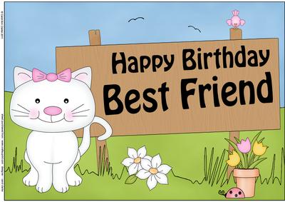 A4 Little Cat Birthday Best Friend Topper
