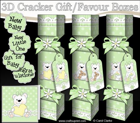 3D New Baby Cracker Gift Favour Boxes