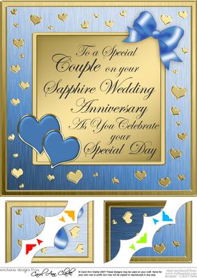 8x8 Sapphire Wedding Anniversary Scalloped Corner