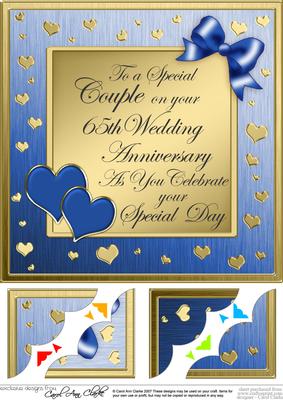 8x8 65th Wedding Anniversary Scalloped Corner
