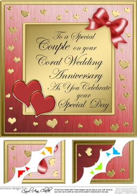 8x8 Coral Wedding Anniversary Scalloped Corner