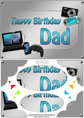 A5 Birthday Dad Gadgets N Gizmos Scallop Corners & Pyramage