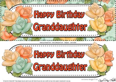 Large Dl Birthday Roses Granddaughter 3D Decoupage