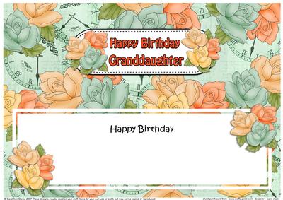 Large Dl Birthday Granddaughter Roses Matching Insert