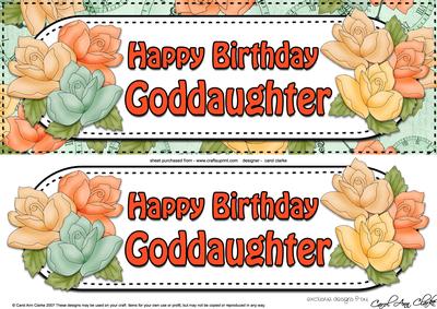 Large Dl Birthday Roses Goddaughter 3D Decoupage
