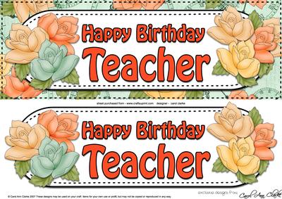 Large Dl Birthday Roses Teacher 3D Decoupage