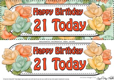 Large Dl Birthday Roses 21 Today 3D Decoupage