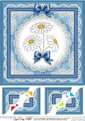 8 x 8 Denim and Daisies Scalloped Corner Topper