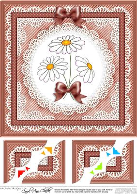 8 x 8 Denim and Daisies Scalloped Corner Topper
