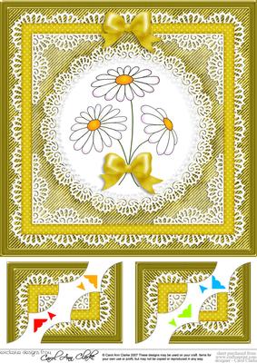 8 x 8 Denim and Daisies Scalloped Corner Topper