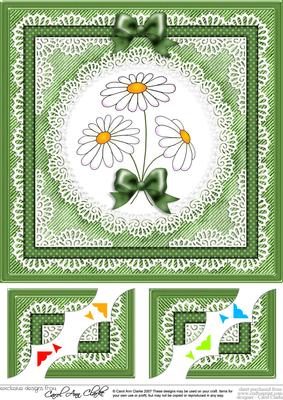 8 x 8 Denim and Daisies Scalloped Corner Topper