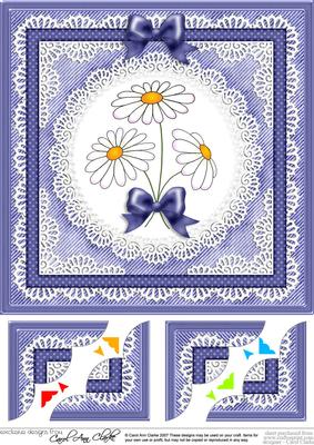 8 x 8 Denim and Daisies Scalloped Corner Topper