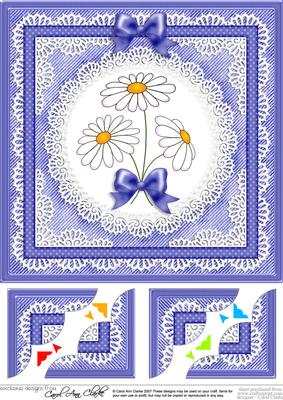 8 x 8 Denim and Daisies Scalloped Corner Topper