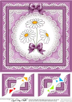 8 x 8 Denim and Daisies Scalloped Corner Topper