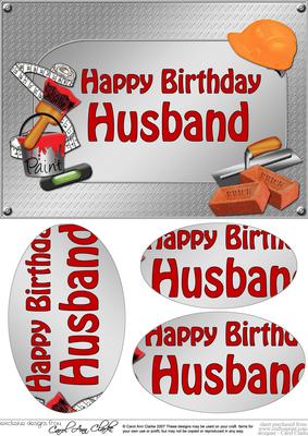 A5 Birthday Husband Handyman Tools Oval Pyramage Topper